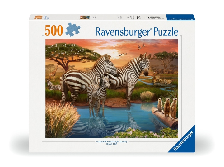 Ravensburger Puslespill Zebraer i solnedgang 500p (12000365) i gruppen SPORT, FRITID & HOBBY / Hobby / Puslespill hos TP E-commerce Nordic AB (C86447)