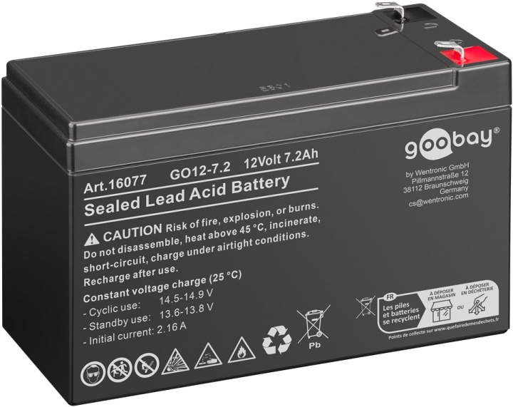Goobay GO12-7.2 (7200 mAh, 12 V) Faston (4,8 mm) blybatteri, BattVO i gruppen Elektronikk / Batterier & Ladere / Batterier / Andre hos TP E-commerce Nordic AB (C86830)