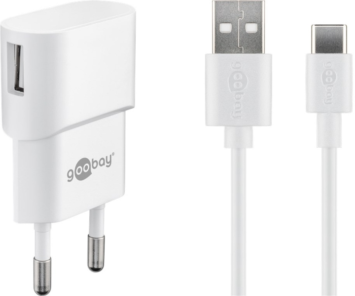 Goobay USB-C™ Dual Charging Kit (5 W) Strømforsyning med USB-C™-kabel 1 m (hvit) i gruppen SMARTTELEFON & NETTBRETT / Ladere og Kabler / Vegglader / Vegglader Type C hos TP E-commerce Nordic AB (C86846)