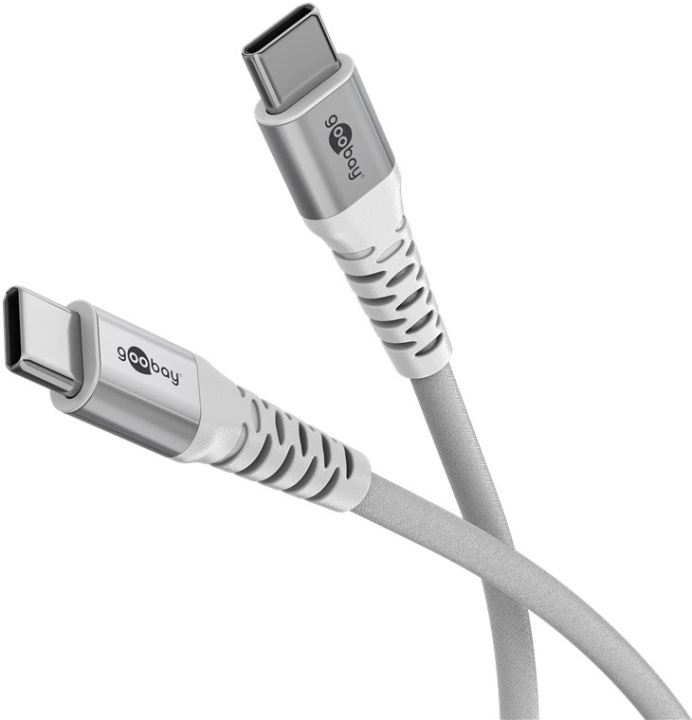 Goobay USB-C™ supermyk tekstilkabel med metallkontakter, 3 m, hvit Elegant og ekstra robust tilkoblingskabel for enheter med USB-C™-port i gruppen SMARTTELEFON & NETTBRETT / Ladere og Kabler / Kabler / Kabler type C hos TP E-commerce Nordic AB (C86937)