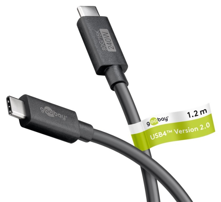Goobay USB-C™-kabel, USB4™ versjon 2.0, 240 W, 80 Gbit/s, Power Delivery, 1,2 m USB-C™-kontakt > USB-C™-kontakt i gruppen Datautstyr / Kabler og adaptere / USB / USB-C hos TP E-commerce Nordic AB (C86967)