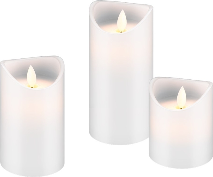 Goobay 3-pakning LED-lys av ekte voks, hvit, inkl. 10 x AAA (LR03) med timerfunksjon og pendelveke, batteridrevet, varmhvit (2700 K) i gruppen Elektronikk / Lys / Annen belysning hos TP E-commerce Nordic AB (C86979)