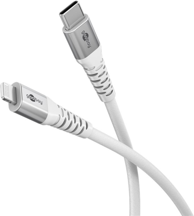 Goobay Lightning-USB-C™ supermyk tekstilkabel med metallkontakter, 3 m, hvit MFi-sertifisert, elegant og ekstra robust lade- og synkroniseringskabel for Apple iPhone/iPad (hvit) i gruppen SMARTTELEFON & NETTBRETT / Ladere og Kabler / Kabler / Kabler Lightning hos TP E-commerce Nordic AB (C87042)