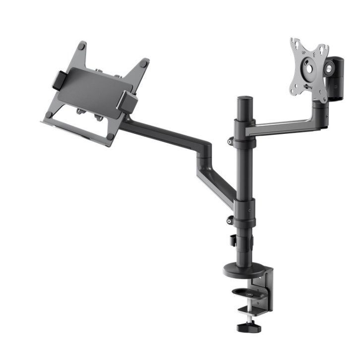 Goobay Deluxe skjermfeste med arm for bærbar PC, svart arbeidsstasjon for skjermer fra 17 til 32 tommer (43 - 81 cm) pluss en bærbar PC, skjerm maks. 8 kg/laptop 5 kg i gruppen Datautstyr / Dataskjerm / Skjermarmer og fester hos TP E-commerce Nordic AB (C87051)