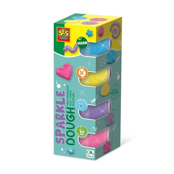 SES Creative Deig - Feel Good Sparkle 4x90gr - (S00515) i gruppen LEKER, BARN OG BABY / Leker / Lek leire, lek sand og tilbehør hos TP E-commerce Nordic AB (C88056)