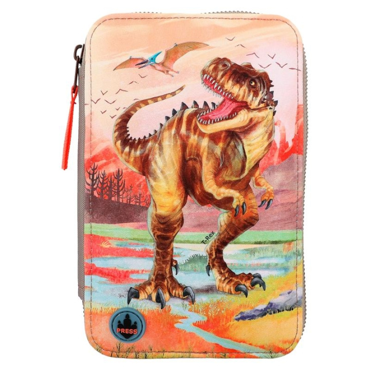 Dino World Trippel pennal med LED Khaki Brown (412381) i gruppen LEKER, BARN OG BABY / Leker / Penal hos TP E-commerce Nordic AB (C90209)