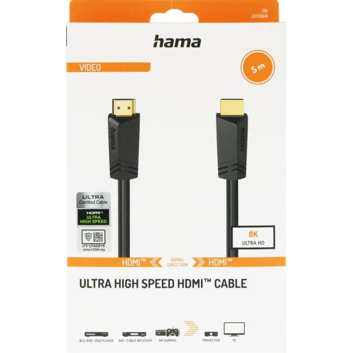 Hama Cable HDMI Ultra High Speed 8K 48Gbit/s 5.0m Gold i gruppen Elektronikk / Kabler og adaptere / HDMI / Kabler hos TP E-commerce Nordic AB (C90736)