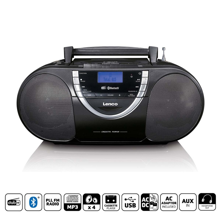 Lenco Bærbar DAB+ og FM-radio med CD-kassett og Bluetooth Svart i gruppen Elektronikk / Lyd & Bilde / Hjemmekino, HiFi og bærbar / Radio & Vekkerklokker / Radio hos TP E-commerce Nordic AB (C90755)