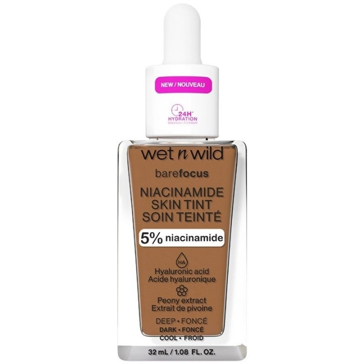 Wet n Wild Bare Focus Niacinamide Skin Tint 32 ml - Deep i gruppen HELSE OG SKJØNNHET / Makeup / Makeup ansikt / Foundation hos TP E-commerce Nordic AB (C92359)