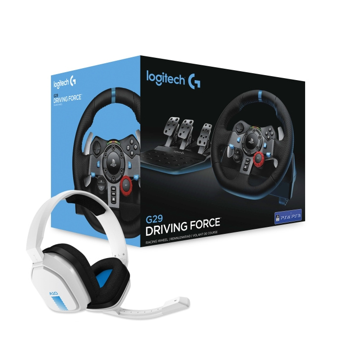 Logitech G29 Driving Force PS3/PS4/PS5 + Astro A10-hodesettpakke i gruppen Elektronikk / TV-spill & tilbehør / Sony PlayStation 5 / Tilbehør hos TP E-commerce Nordic AB (C92921)