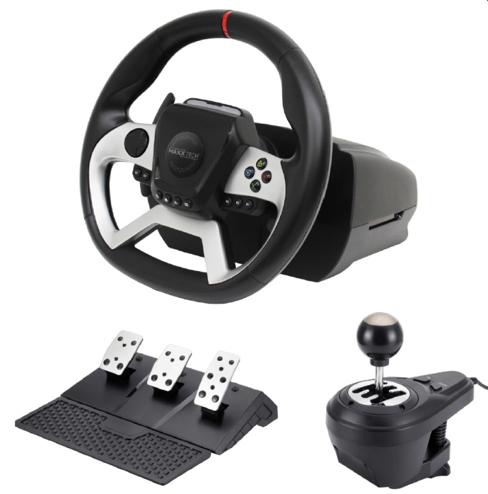 Maxx Tech Pro FF Racing Wheel Kit (ratt, 3-pedals sett og girspak) - PS4/PC/ XBOX i gruppen Datautstyr / GAMING / Ratt & joysticks hos TP E-commerce Nordic AB (C93140)