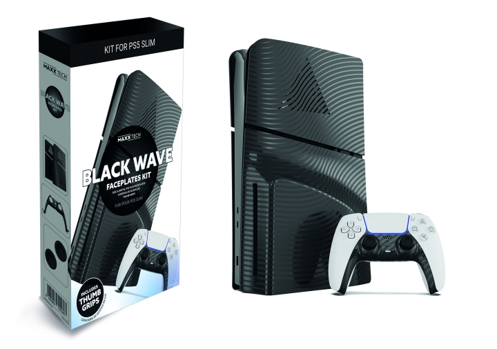 Maxx Tech PS5 Slim Faceplates + Controller Faceplates - Black Wave i gruppen Elektronikk / TV-spill & tilbehør / Sony PlayStation 5 / Tilbehør hos TP E-commerce Nordic AB (C93178)