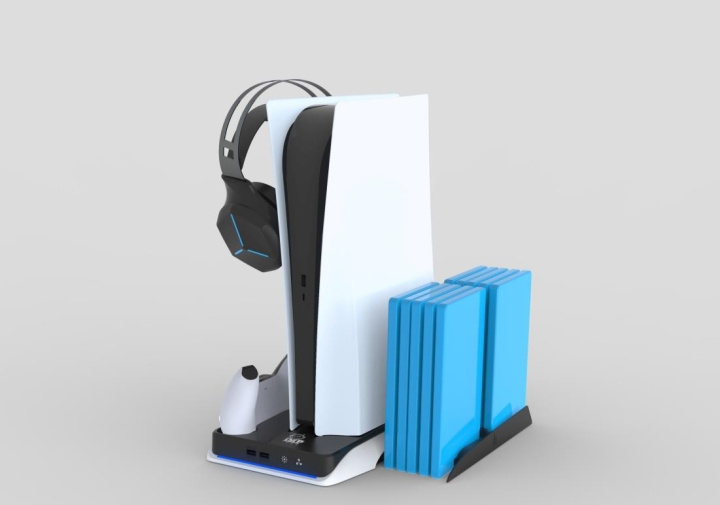 iMP TECH DLX+ LED multifunksjonsladertårn PS5 standard / digital - hvit i gruppen Elektronikk / TV-spill & tilbehør / Sony PlayStation 5 / Tilbehør hos TP E-commerce Nordic AB (C93385)