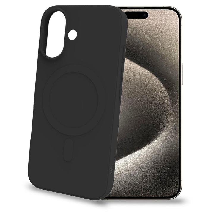 Celly Cromomag Mykt gummideksel MagSafe-kompatibel iPhone 16 Svart i gruppen SMARTTELEFON & NETTBRETT / Mobilbeskyttelse / Apple / iPhone 16 hos TP E-commerce Nordic AB (C93496)