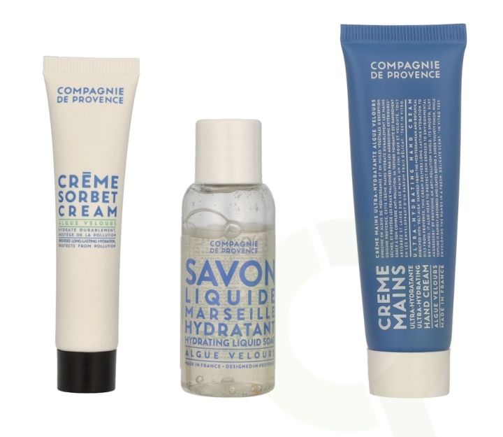 Compagnie De Provence Velvet Seaweed Discovery Kit 75 ml Marseille flytende såpe 30 ml/håndkrem 30 ml/sorbetkrem 15 ml i gruppen HELSE OG SKJØNNHET / Manikyr/pedikyr / Håndkrem hos TP E-commerce Nordic AB (C95685)