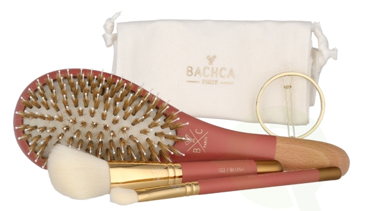 Bachca Paris The Essentials Hair Terracotta Set 5 deler 1x Large Boar & Nylon Hair Brush/1x Blush Brush/1x Contour Shader Brush/ 1x Round Clip/1x Cotton Pouch i gruppen HELSE OG SKJØNNHET / Gavesett / Gavesett for henne hos TP E-commerce Nordic AB (C95748)