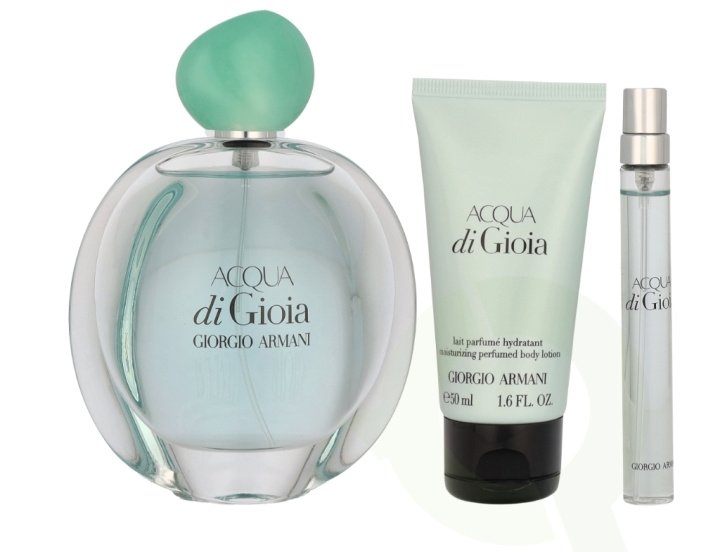 Armani Acqua Di Gioia Giftset 160 ml Edp Spray 100ml/Edp Spray 10ml/Body Lotion 50ml i gruppen HELSE OG SKJØNNHET / Gavesett / Gavesett for henne hos TP E-commerce Nordic AB (C99684)