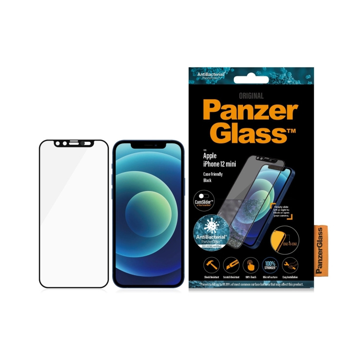 PanzerGlass iPhone 12 mini (CF) CamSlider (AB), Svart i gruppen SMARTTELEFON & NETTBRETT / Mobilbeskyttelse / Apple / iPhone 12 Mini / Skjermbeskyttelse hos TP E-commerce Nordic AB (D00786)