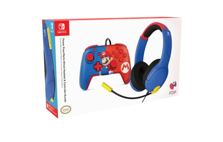 PDP Gaming Mario-pakke - Airlite-hodesett og Mario Power Pose-kontroller i gruppen Elektronikk / TV-spill & tilbehør / Nintendo Switch / Tilbehør hos TP E-commerce Nordic AB (D01923)