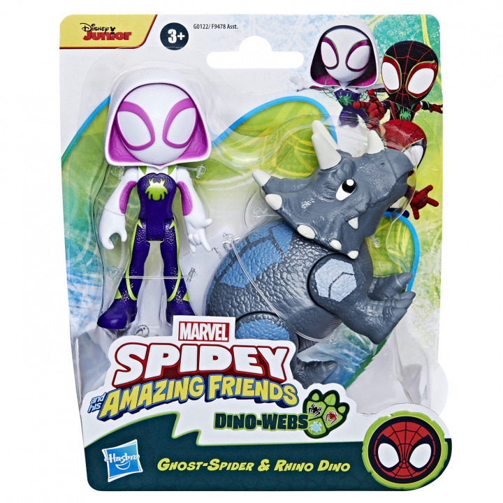 Spidey and His Amazing Friends Hero Dino Webs - Ghost-Spider og Rhino Dino i gruppen LEKER, BARN OG BABY / Leker / Figurer, miniatyrer og tilbehør hos TP E-commerce Nordic AB (D02298)