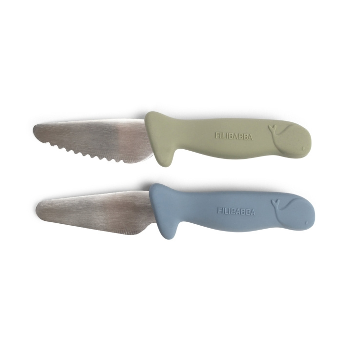 Filibabba Skjærekniver for nybegynnere - 2-pakning - Powder Blue + Green - (FI-03337) i gruppen LEKER, BARN OG BABY / Spise & drikke / Barneserviser hos TP E-commerce Nordic AB (D04435)