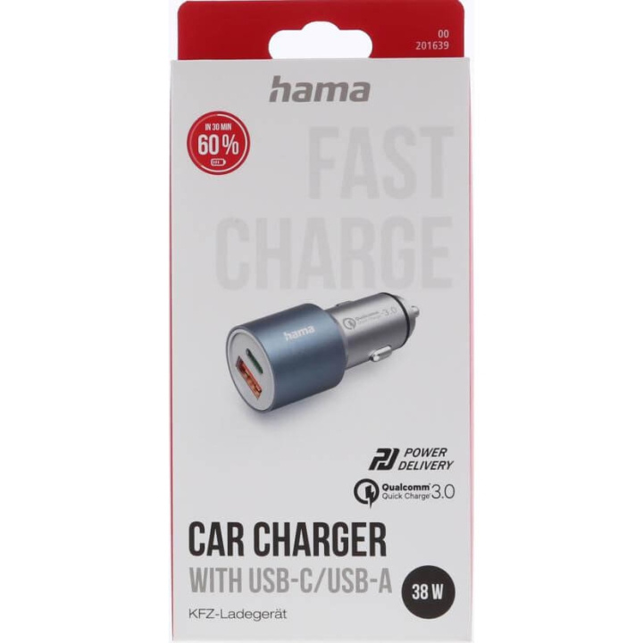 Hama Car Charger USB-C USB-A PD 38W Metal i gruppen SMARTTELEFON & NETTBRETT / Ladere og Kabler / Billader / Billader USB hos TP E-commerce Nordic AB (D05319)
