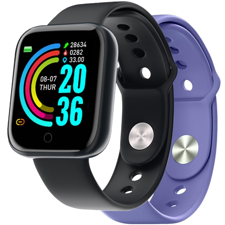 Celly Trainerbeat Smartwatch med to reimer Svart + Lilla i gruppen SPORT, FRITID & HOBBY / Smartwatch og Aktivitetsmålere / Smartwatches hos TP E-commerce Nordic AB (D05522)