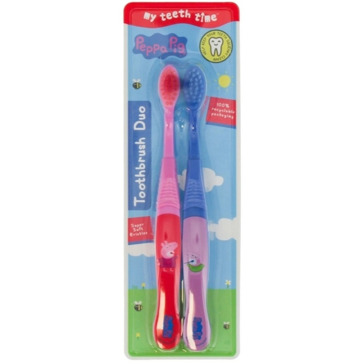 Peppa Pig Tannbørste Duo Super Soft i gruppen HELSE OG SKJØNNHET / Munnpleie / Elektriske tannbørster tilbehør hos TP E-commerce Nordic AB (D05597)