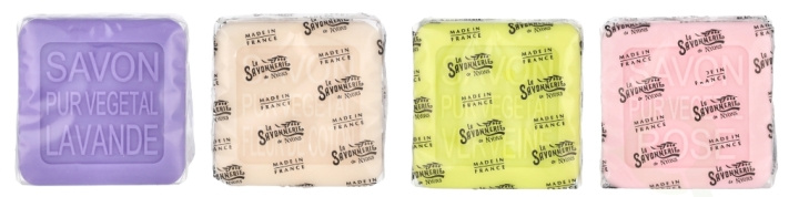 La Savonnerie De Nyons Såpestykker 4 stk - Cote D\'Azur 400 g 4x100gr - Lavendel/Verbena/Bomullsblomst/Rose i gruppen HELSE OG SKJØNNHET / Hudpleie / Kroppspleie / Duftsåpe hos TP E-commerce Nordic AB (D07892)