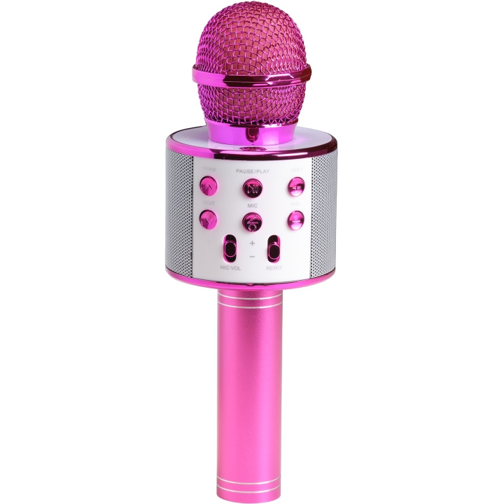 Denver Bluetooth-karaokemikrofon med innebygd høyttaler. Rosa i fargen i gruppen Elektronikk / Lyd & Bilde / Håndholdte mikrofoner hos TP E-commerce Nordic AB (D09101)
