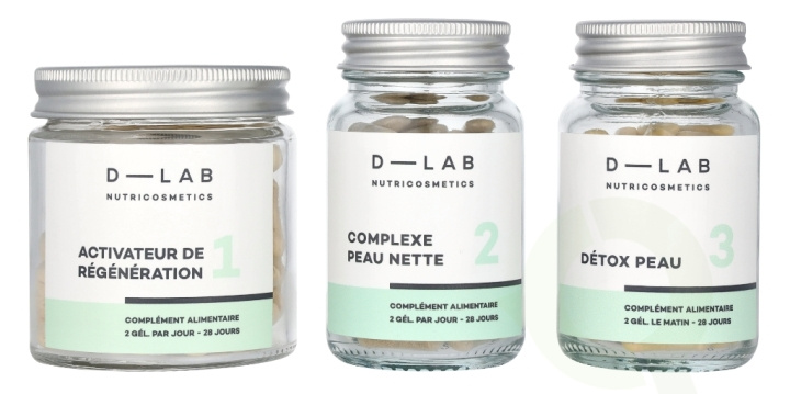 D-Lab Nutricosmetics D-Lab Perfect Skin Set 3 deler 3x56 Gels - Activateur de Regenaration No 1/Complexe Peau Nette No 2/Detox Peau No 3 i gruppen HELSE OG SKJØNNHET / Helsepleie / Andre hos TP E-commerce Nordic AB (D09288)