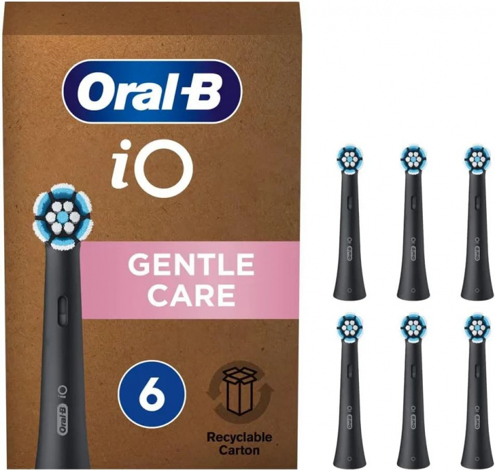 Oral B iO Gentle Care 6-pakning svart i gruppen HELSE OG SKJØNNHET / Makeup / Verktøy og sminkesett / Børster og pensler hos TP E-commerce Nordic AB (D10479)