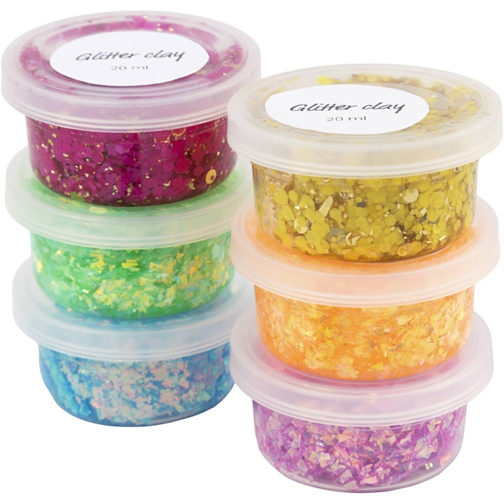 Creative Toys DIY Kit - Glitter Clay 6 stk (78746) i gruppen LEKER, BARN OG BABY / Leker / Lek leire, lek sand og tilbehør hos TP E-commerce Nordic AB (D10998)