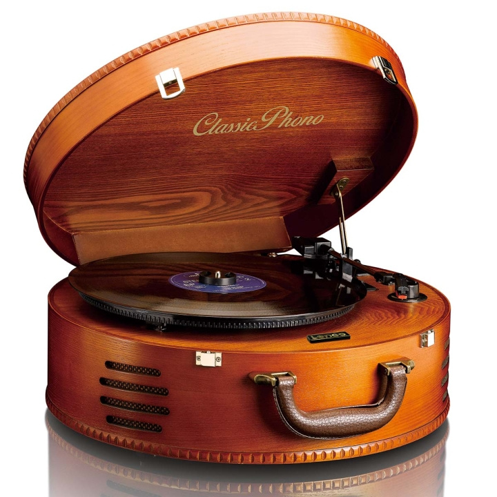 Lenco Retro platespiller med 2 innebygde høyttalere Brun i gruppen Elektronikk / Lyd & Bilde / Hjemmekino, HiFi og bærbar / Kompakt Stereo & Platespillere hos TP E-commerce Nordic AB (D11443)