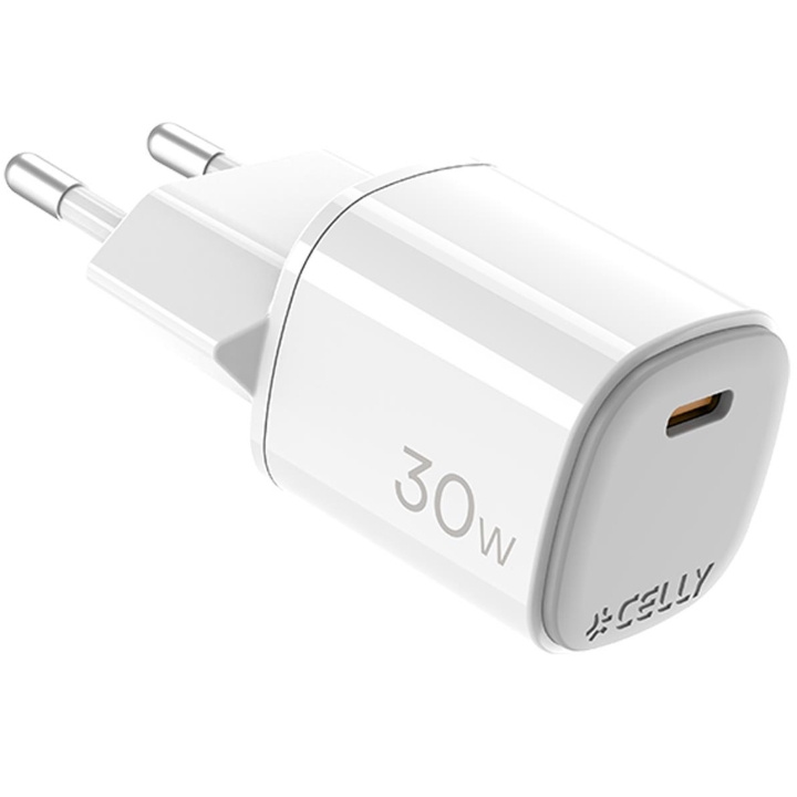Celly USB-lader GaN 1 x USB-C PD 30W i gruppen SMARTTELEFON & NETTBRETT / Ladere og Kabler / Vegglader / Vegglader Type C hos TP E-commerce Nordic AB (D11521)