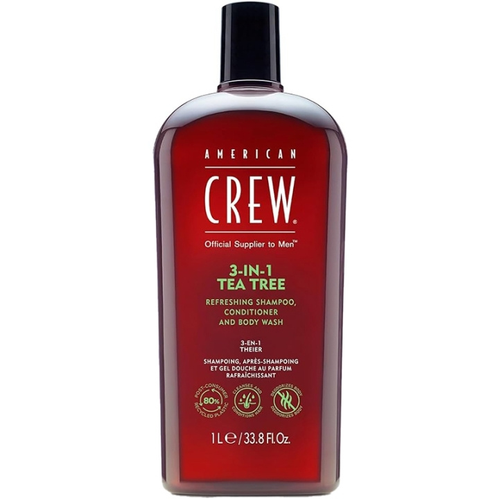 American Crew 3-i-1 Tea Tree 1000 ml i gruppen HELSE OG SKJØNNHET / Hår & styling / Hårpleie / Sjampo hos TP E-commerce Nordic AB (D11559)