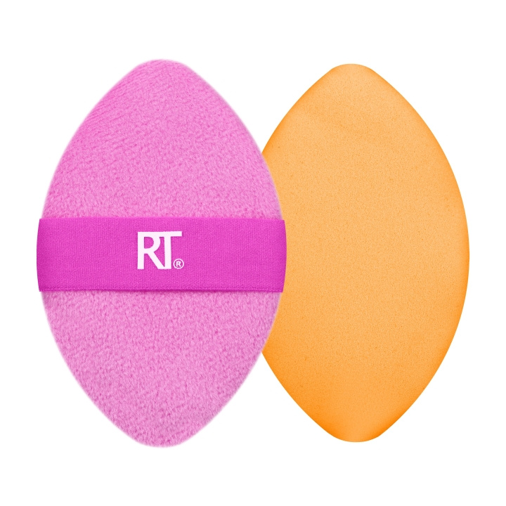 Real Techniques Miracle 2-i-1 Pudder Puff Duo - Rosa/Orange i gruppen HELSE OG SKJØNNHET / Makeup / Verktøy og sminkesett / Børster og pensler hos TP E-commerce Nordic AB (D12879)