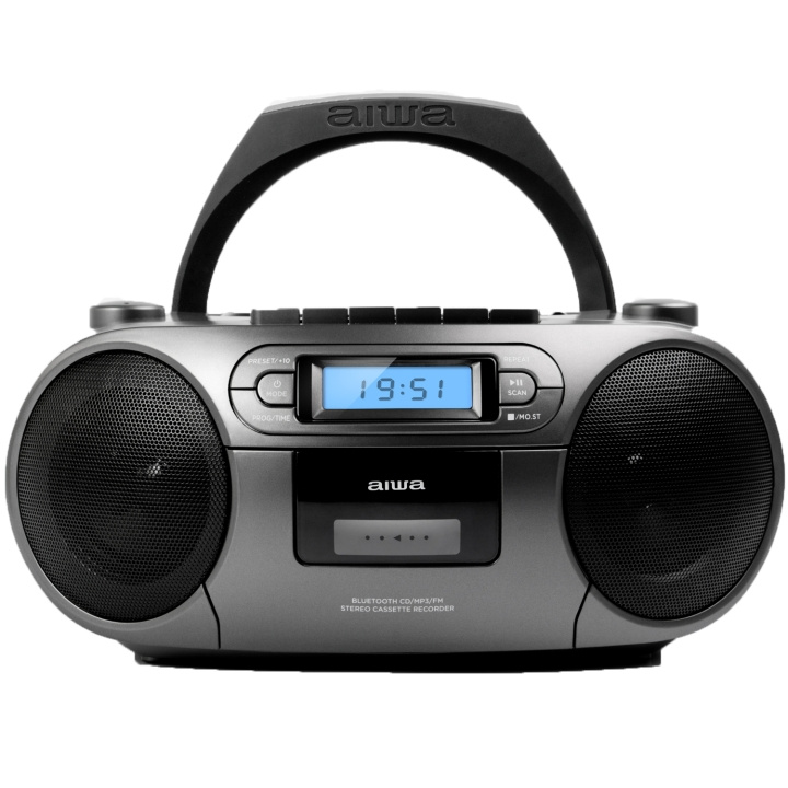 AIWA Kassettradio CD/FM-radio/Kassettband/USB/BT Mörkgrå i gruppen Elektronikk / Lyd & Bilde / Hjemmekino, HiFi og bærbar / Kompakt Stereo & Platespillere hos TP E-commerce Nordic AB (D13562)
