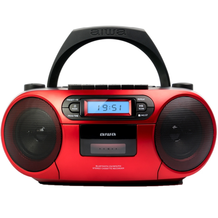 AIWA Kassettradio CD/FM-radio/Kassettbånd/USB/BT Rød i gruppen Elektronikk / Lyd & Bilde / Hjemmekino, HiFi og bærbar / Kompakt Stereo & Platespillere hos TP E-commerce Nordic AB (D13563)