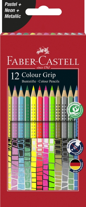 Faber-Castell 12 fargeblyanter Colour Grip Special Pastel-Neon-eske (201569) i gruppen SPORT, FRITID & HOBBY / Hobby / Male & Tegne / Penner, Fargestifter & Blekk hos TP E-commerce Nordic AB (D13752)