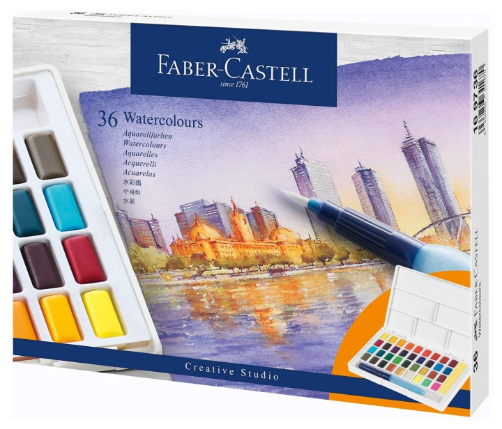 Faber-Castell Sett med akvarellfarger i spann 36 deler (169736) i gruppen SPORT, FRITID & HOBBY / Hobby / Male & Tegne / Penner, Fargestifter & Blekk hos TP E-commerce Nordic AB (D13781)