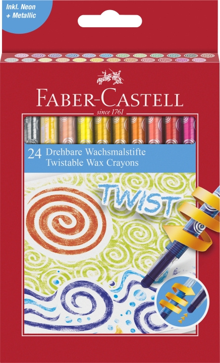 Faber-Castell Twistable voksfargestifter papp (24 stk) (120004) i gruppen SPORT, FRITID & HOBBY / Hobby / Male & Tegne / Penner, Fargestifter & Blekk hos TP E-commerce Nordic AB (D13782)