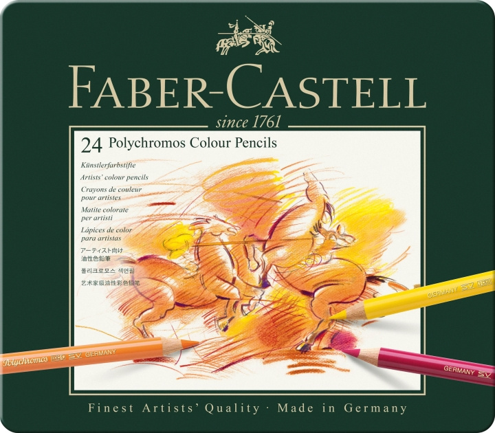 Faber-Castell Polychromos fargeblyanter, boks med 24 stk (110024) i gruppen SPORT, FRITID & HOBBY / Hobby / Male & Tegne / Penner, Fargestifter & Blekk hos TP E-commerce Nordic AB (D13905)