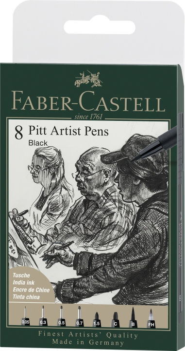Faber-Castell Pitt Artist Pen tusjpenn, pott à 8 stk, svart (167158) i gruppen SPORT, FRITID & HOBBY / Hobby / Male & Tegne / Penner, Fargestifter & Blekk hos TP E-commerce Nordic AB (D13969)