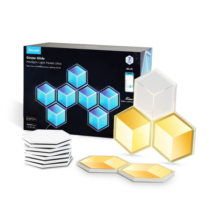 Govee Glide Hexagon lyspaneler Ultra 7Pack! i gruppen HJEM, HUS OG HAGE / Smarthus / Smart belysning hos TP E-commerce Nordic AB (D13984)