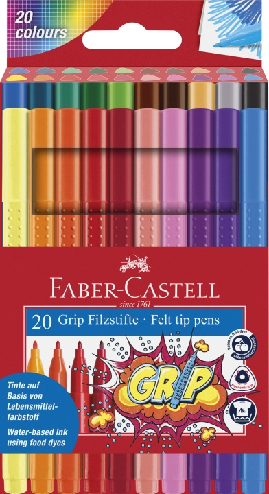 Faber-Castell Fiberpenner Grip Colour Marker-sett (20 stk.) (155320) i gruppen SPORT, FRITID & HOBBY / Hobby / Male & Tegne / Penner, Fargestifter & Blekk hos TP E-commerce Nordic AB (D13992)