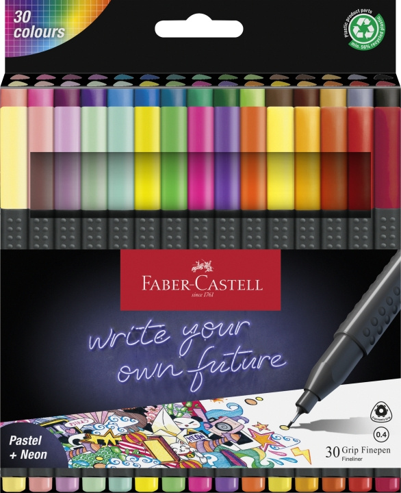 Faber-Castell Finepen Grip 0,4-sett (30 stk.) (151630) i gruppen SPORT, FRITID & HOBBY / Hobby / Male & Tegne / Penner, Fargestifter & Blekk hos TP E-commerce Nordic AB (D14039)