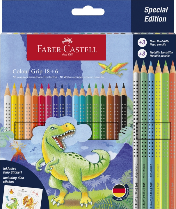 Faber-Castell CP Colour Grip dinosaurus 18+6 (201546) i gruppen SPORT, FRITID & HOBBY / Hobby / Male & Tegne / Penner, Fargestifter & Blekk hos TP E-commerce Nordic AB (D14040)