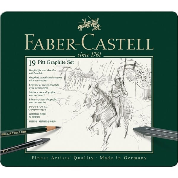 Faber-Castell Sett Pitt Graphite tinn med 19 stk (112973) i gruppen SPORT, FRITID & HOBBY / Hobby / Male & Tegne / Penner, Fargestifter & Blekk hos TP E-commerce Nordic AB (D14126)