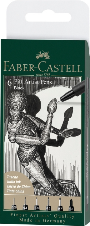 Faber-Castell Faber Castell - 6 pitt Artist Pen, pensel - Svart (167154) i gruppen SPORT, FRITID & HOBBY / Hobby / Male & Tegne / Penner, Fargestifter & Blekk hos TP E-commerce Nordic AB (D14127)